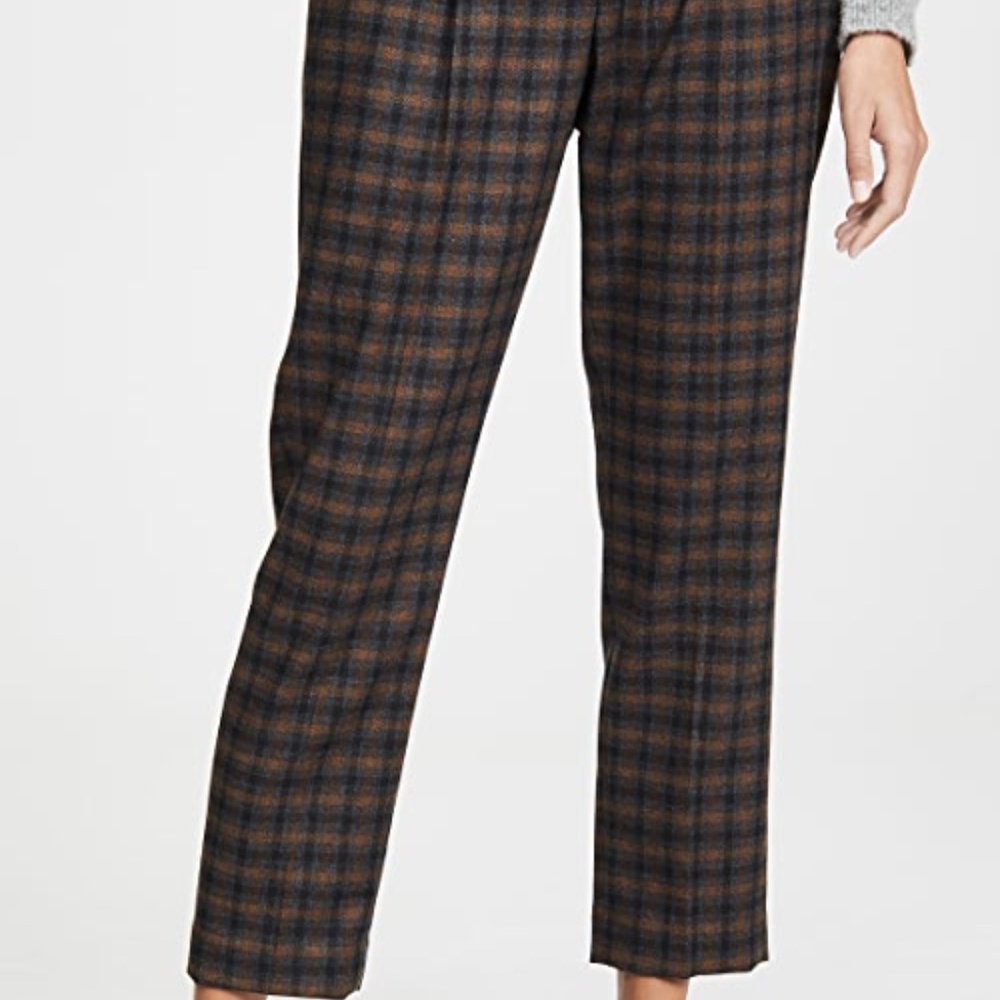 Vince Plaid Pull On Pants